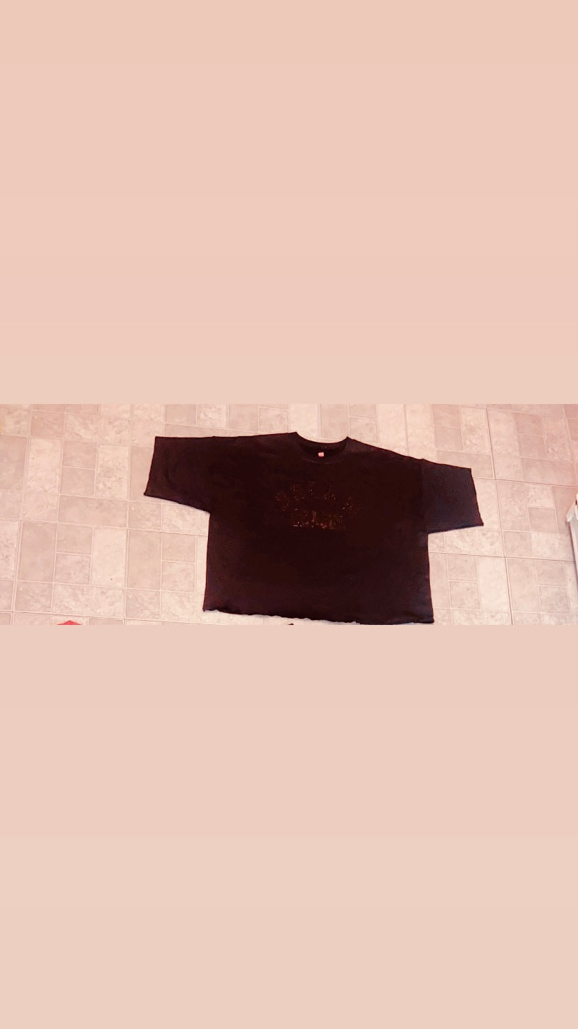 Oversized Crewneck T shirt Black/ Black Glitter