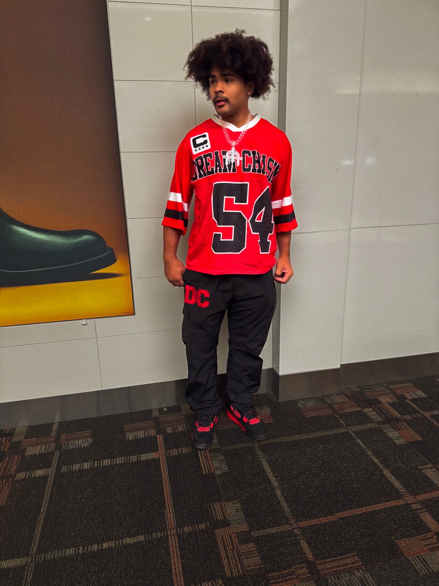 Red/Black/white DC university jersey