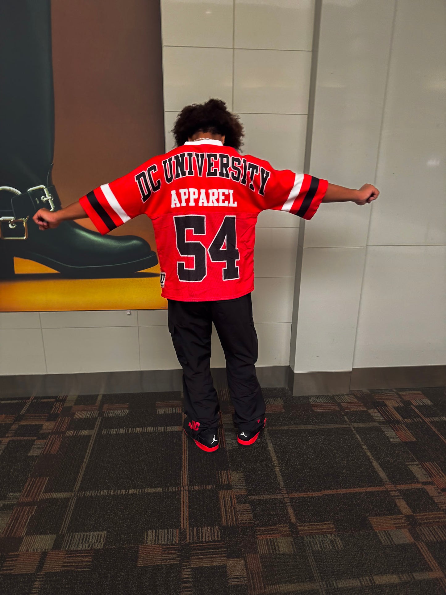 Red/Black/white DC university jersey