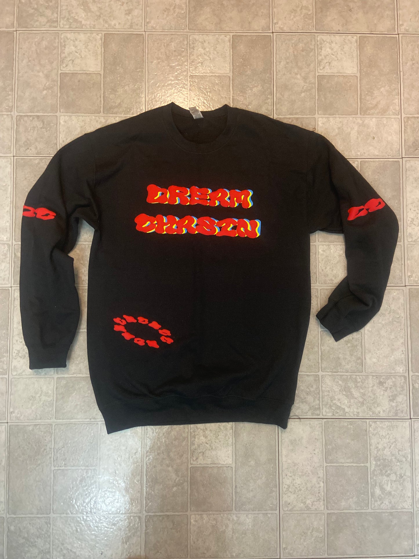 Black/red/ocean blue/yellow Crewneck