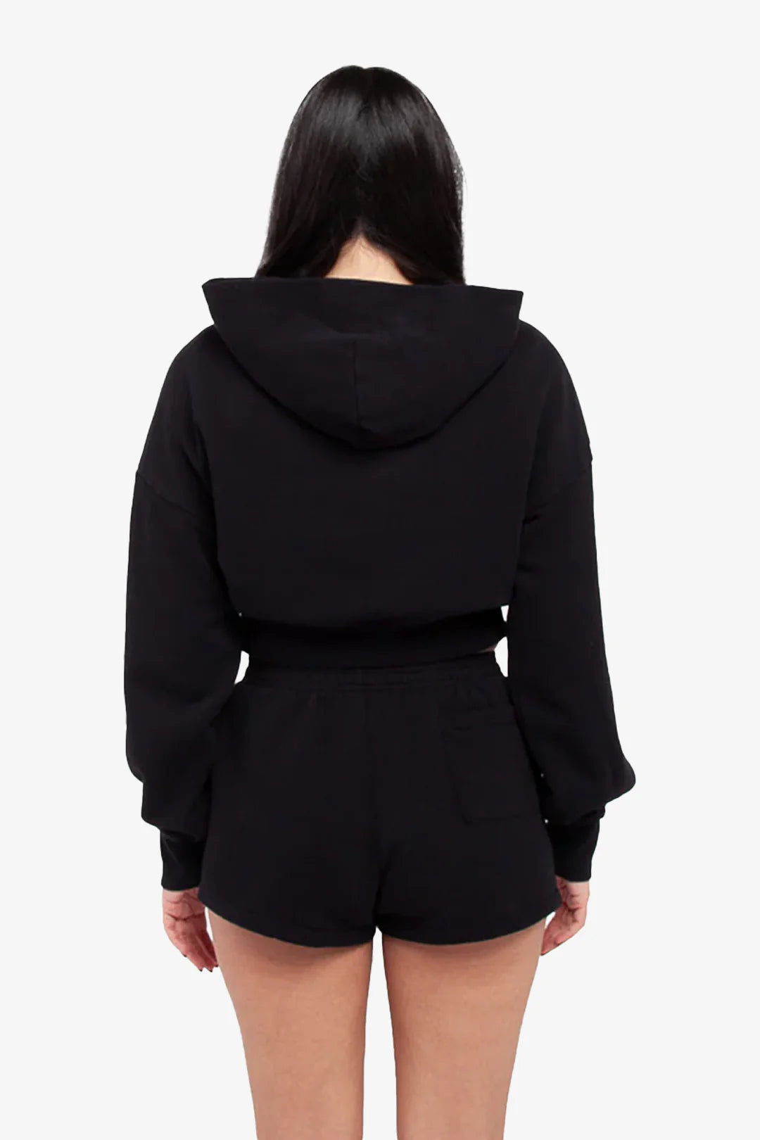 BLACK CROP HOODIE SHORT SET( WITH STAR ON HOODIE)